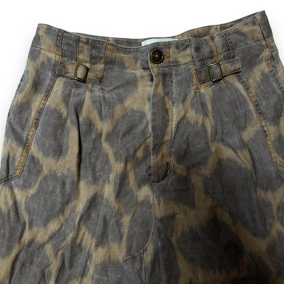 By Anthropologie Tamarind Linen Tapered Jogger Animal Giraffe Print Trouser SZ 2 - Picture 4 of 16